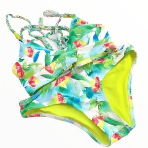 Cupshe Cheeky Gal Floral Watercolor Print Bikini Top & Bottom Small NWT